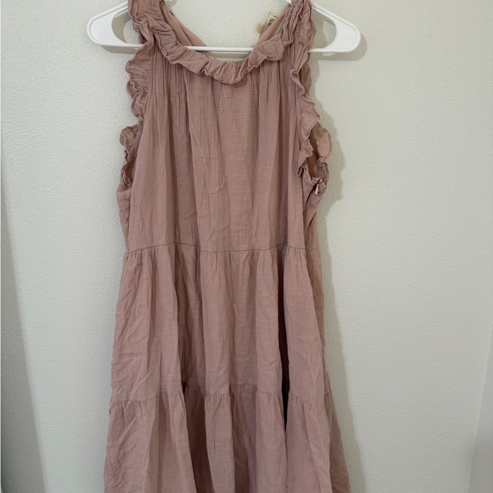 Listicle- Charming Pink Ruffle Dress - large